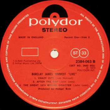 2LP Barclay James Harvest: Live