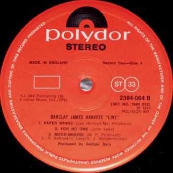 2LP Barclay James Harvest: Live