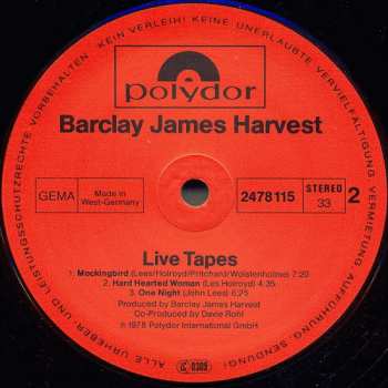2LP Barclay James Harvest: Live Tapes