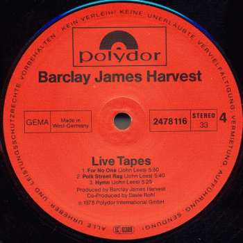 2LP Barclay James Harvest: Live Tapes