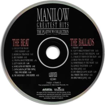 CD Barry Manilow: Greatest Hits - The Platinum Collection