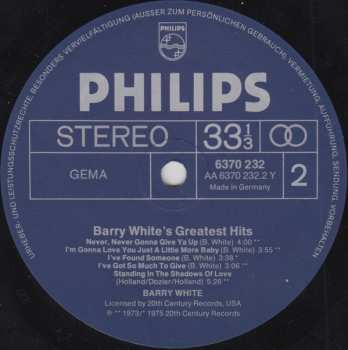 LP Barry White: Barry White's Greatest Hits
