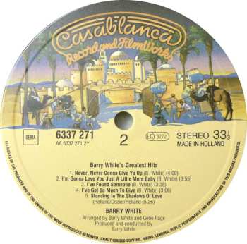 LP Barry White: Barry White's Greatest Hits
