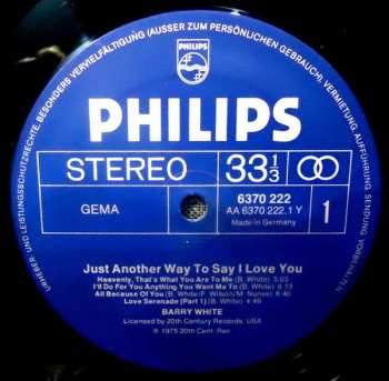 LP Barry White: Just Another Way To Say I Love You