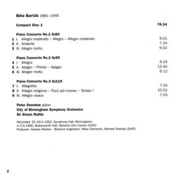 2CD Béla Bartók: Piano Concertos • Violin Concertos