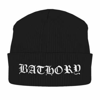 Merch Bathory: Capuchon White Logo Bathory Vyšívaná