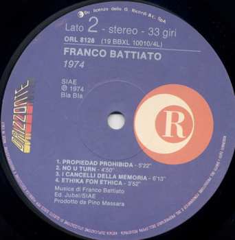 LP Franco Battiato: 1974  Sulle Corde Di Aries / Clic
