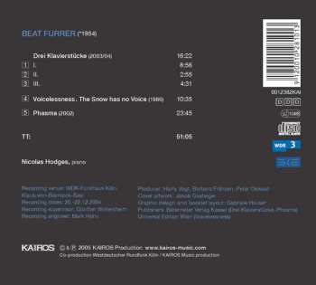 CD Beat Furrer: Drei Klavierstücke; Voicelessness. The Snow Has No Voice; Phasma