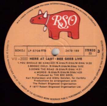 2LP Bee Gees: Here At Last...Live