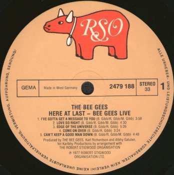 2LP Bee Gees: Here At Last... Bee Gees ...Live