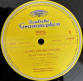 LP Ludwig van Beethoven: Violinsonaten Nos. 6–8 = Violin Sonatas = Sonates Pour Violon