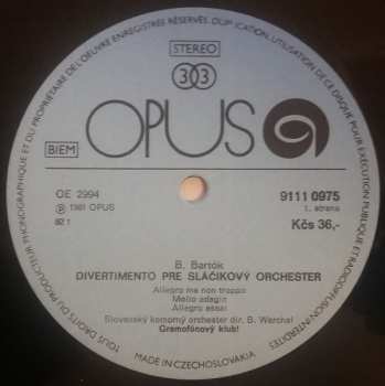 LP Bohuslav Martinů: Divertimento For String Orchestra / Serenade IV (Divertimento) / Sextet