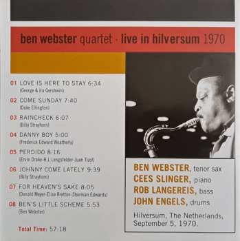 CD Ben Webster Quartet: Live In Hilversum 1970