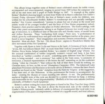 CD Benjamin Britten: A Ceremony Of Carols / Friday Afternoons · Three Two-part Songs