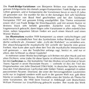 CD Benjamin Britten: Variations On A Theme Of Frank Bridge / Les Illuminations / Lachrymae