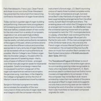 CD Benjamin Nicholas: The Merton Organ (Plays The New Dobson Organ Of Merton College, Oxford)