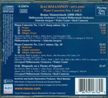CD Sergei Vasilyevich Rachmaninoff: Moiseiwitsch 4 (Historical Recordings 1937-1948)