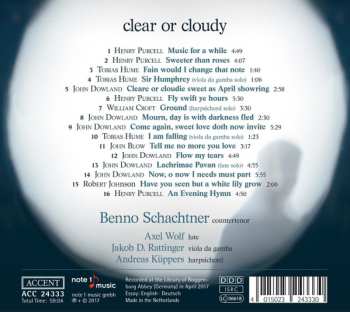 CD Benno Schachtner:  Clear Or Cloudy: Purcell, Dowland, Hume