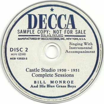 5CD Bill Monroe & His Blue Grass Boys: Castle Studio 1950 - 1951 (Complete Sessions)
