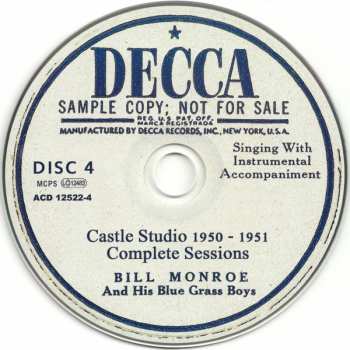 5CD Bill Monroe & His Blue Grass Boys: Castle Studio 1950 - 1951 (Complete Sessions)