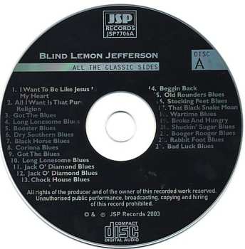 4CD/Coffret Blind Lemon Jefferson: The Complete 94 Classic Sides Remastered