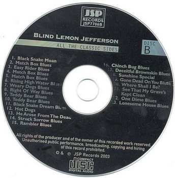 4CD/Coffret Blind Lemon Jefferson: The Complete 94 Classic Sides Remastered