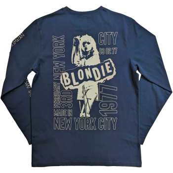 Marchandises Blondie: Blondie Unisex Long Sleeve T-shirt: Nyc '77 (back & Sleeve Print) (small) S
