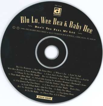 CD Blue Lu Barker: Don't You Feel My Leg (Apollo's Lady Blues Singers)