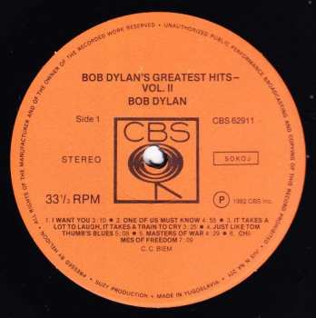 LP Bob Dylan: Bob Dylan's Greatest Hits 2