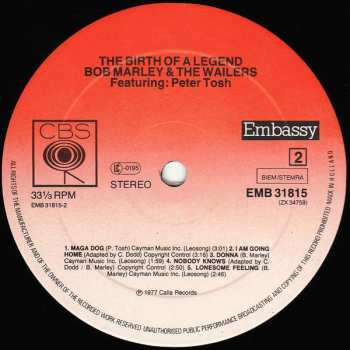LP Bob Marley & The Wailers: The Birth Of A Legend