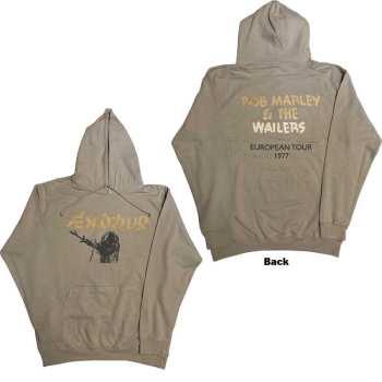 Marchandises Bob Marley & The Wailers: Bob Marley Unisex Pullover Hoodie: Exodus Mic Photo Wailers Tour 77 (back Print & Hi-build) (small) S