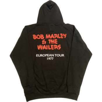 Marchandises Bob Marley & The Wailers: Bob Marley Unisex Pullover Hoodie: Exodus Wailers European Tour '77 (back Print & Hi-build) (large) L