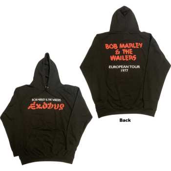 Marchandises Bob Marley & The Wailers: Bob Marley Unisex Pullover Hoodie: Exodus Wailers European Tour '77 (back Print & Hi-build) (large) L