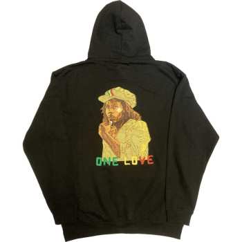 Marchandises Bob Marley & The Wailers: Bob Marley Unisex Pullover Hoodie: Wailers One Love Portrait (back Print & Embroidery) (small) S