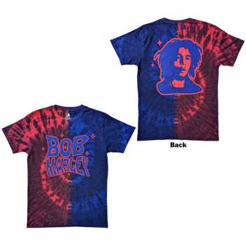 Marchandises Bob Marley & The Wailers: Bob Marley Unisex T-shirt: Trippy Text (red & Blue) (back Print & Wash Collection) (small) S