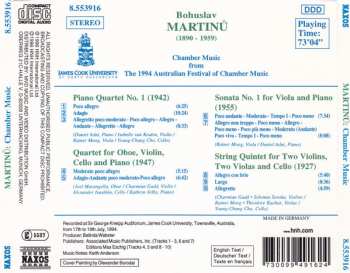 CD Bohuslav Martinů: Chamber Music (Oboe Quartet • Viola Sonata No. 1 • String Quintet • Piano Quartet No. 1)