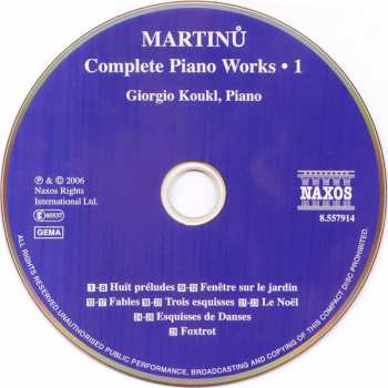 CD Bohuslav Martinů: Eight Preludes • Dance Sketches • Window On The Garden