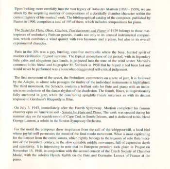 CD Bohuslav Martinů: Chamber Music For Wind Instruments