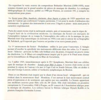 CD Bohuslav Martinů: Chamber Music For Wind Instruments