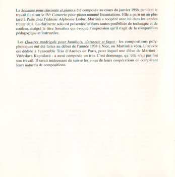 CD Bohuslav Martinů: Chamber Music For Wind Instruments