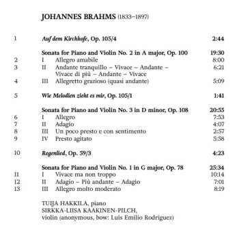CD Johannes Brahms: Sonatas For Piano And Violin On Period Instruments