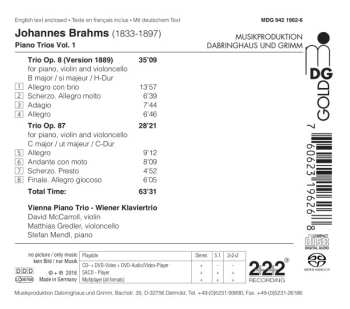 SACD Johannes Brahms: Complete Piano Trios Vol. 1