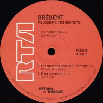 LP Brégent: Poussière Des Regrets LTD | NUM