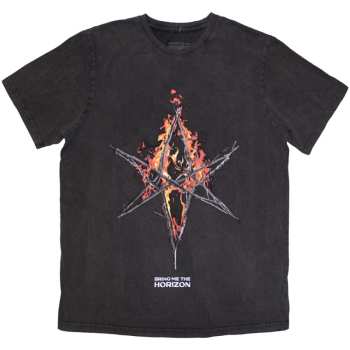 Marchandises Bring Me the Horizon: Bring Me The Horizon Unisex T-shirt: Flame Hex & Text Logo (wash Collection) (small) S