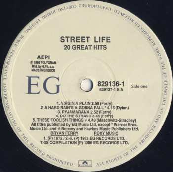 2LP Roxy Music: Street Life - 20 Great Hits