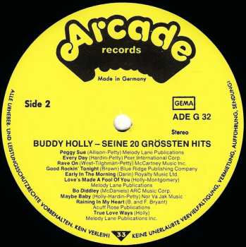 LP Buddy Holly: Seine 20 Grössten Hits