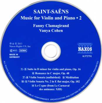 CD Camille Saint-Saëns: Music For Violin And Piano • 2
