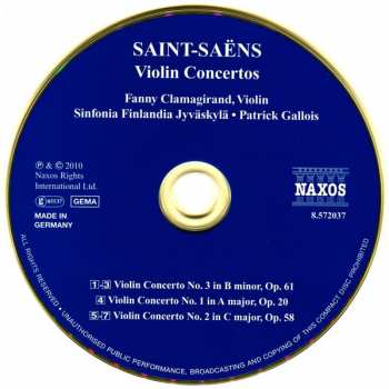 CD Camille Saint-Saëns: Violin Concertos