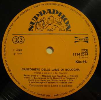LP Canzoniere Delle Lame: Canzoniere Delle Lame Di Bologna