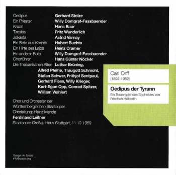 CD Carl Orff: Oedipus Der Tyrann